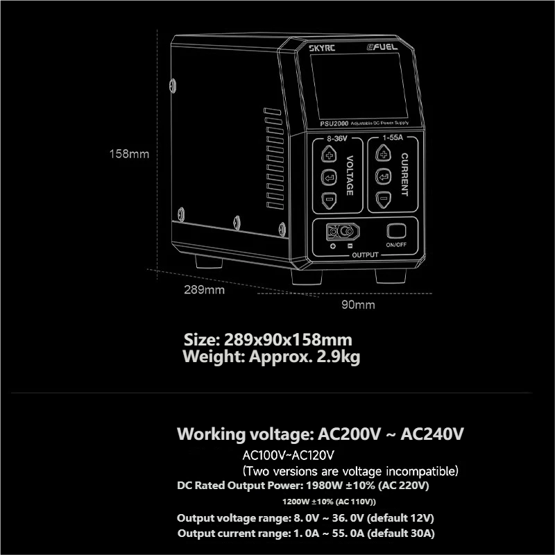 SKYRC PSU2000 1980W Adjustable - Drone Rc Drone review and price