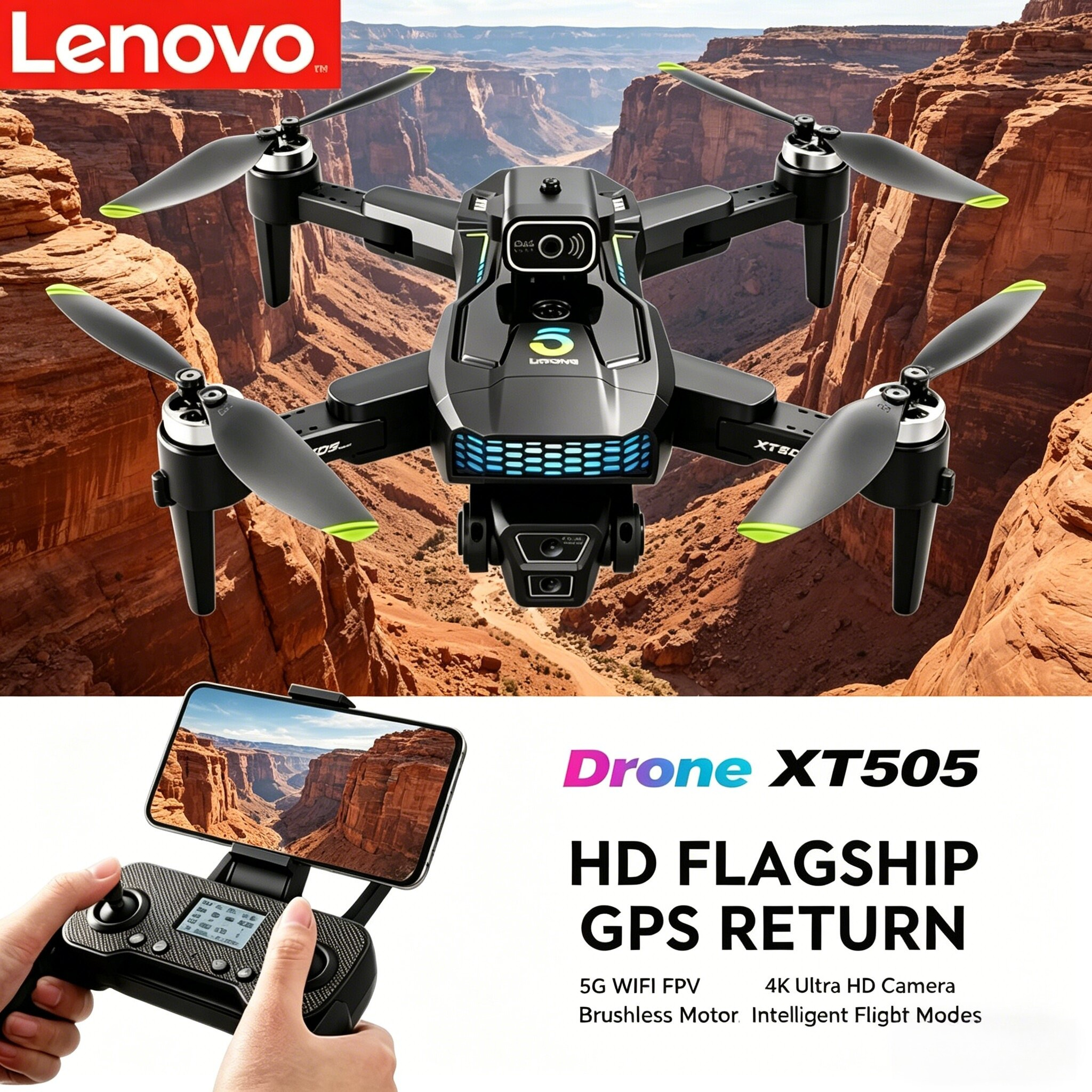 Lenovo XT505 Foldable GPSDrone - Xt505 Rc Drone review and price